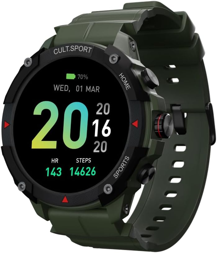 CULTSPORT Ranger XR 1.43" AMOLED Smartwatch,Outdoor Rugged Smartwatch for Men, 850 NITS, Always On Display, Bluetooth Calling, 420mAh Battery, Sports Recognition, Health Tracking, Round Digital Watch