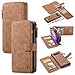 Produktbild Shazikaihui kompatibel mit Samsung Galaxy S10 Plus hülle Leder Schutzhülle Geldbörse, Abnehmbare Magnetverschluss Handyhülle, 14 Kartenfächer 1 Reißverschluss Münzfach für Galaxy S10 Plus (braun)