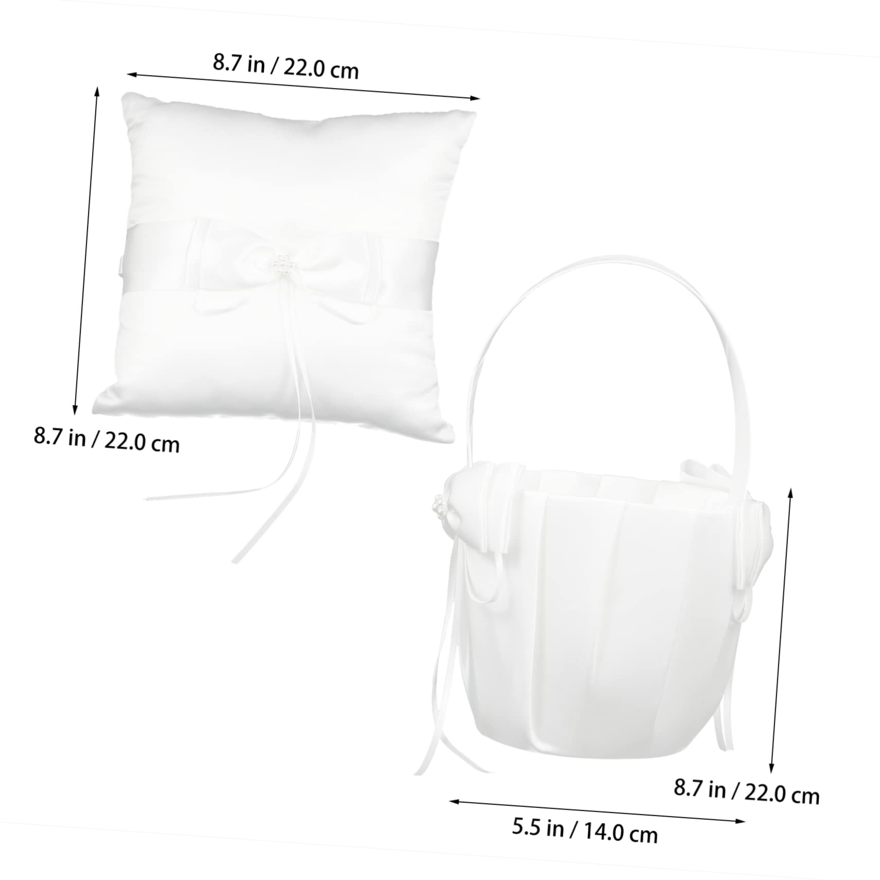 COLLBATH 2 Stück Hochzeitskorb aus Stoff Weiß für Ringkissen und Blumenmädchen bei Hochzeit oder Feier