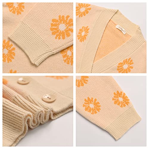 Image of Women's Long Sleeve Cardigan Sweater,Cute Y2K Top Knit Colorful Patterned V Neck Button Outwear S~XL