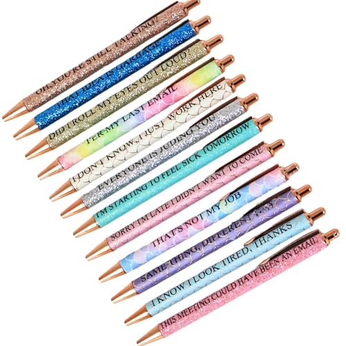 Maciun おもしろゲルペン ポータブルシグネチャーペン 12本セット 陽気な速乾ライティングツール 学生教師用 ポータブル文房具用品