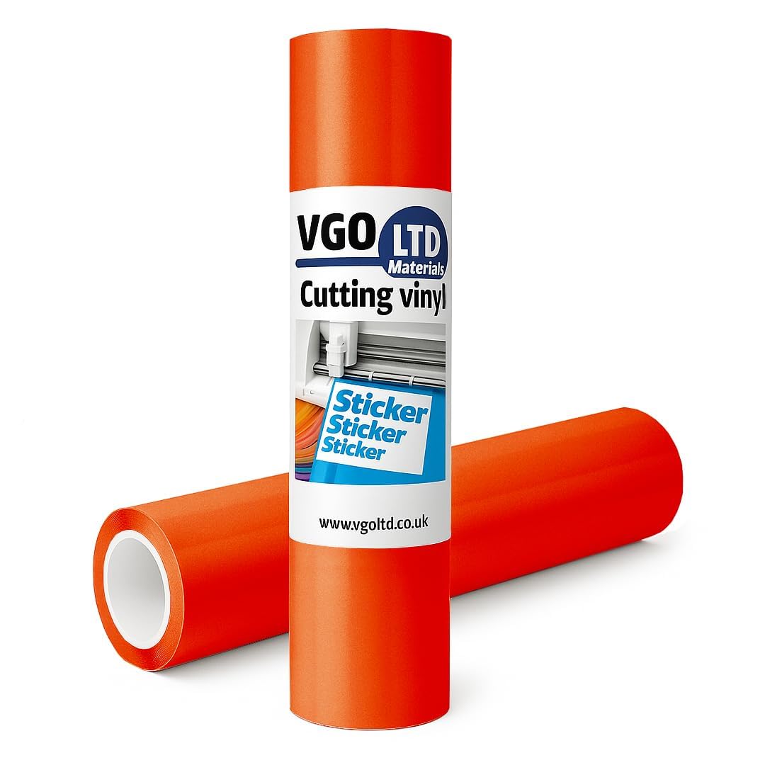VGOLTD Permanent Adhesive Vinyl Roll –Glossy Self Adhesive Cutting Vinyl Easy Weed Vinyl for Decals Mugs Car Stickers & DIY Crafts Compatible with Cricut & Silhouette Machines (Orange, 60 x 100 cm) — image 1