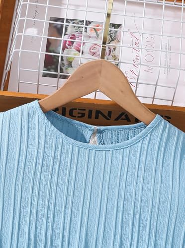 Girls' Summer Dresses Cute Puff Sleeve Solid Color Casual A Line Party Dress4