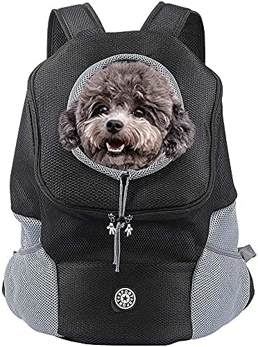 NC Dog Backpack, Puppy Backpack, Pet Carrier Backpack Small Dog Backpack Carrier Pet Travel Carrier Dog Front Carrier with Breathable Head Out Design and Padded Shoulder for Hiking (Small, Black)