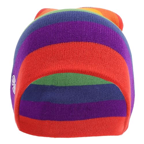 Bonnet de ski coupe-vent femme en acrylique coloré arc-en-ciel
