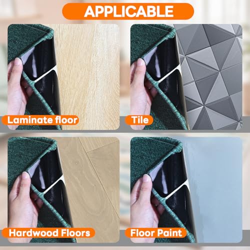 Rug Non Slip Grippers, Reusable Rug Tape Pads for Hardwood Floors, Laminate Floor, Tiles, No Residue on Flooring, Strong Adhesive Carpet Tape for Area Rugs, Keep Corners Flat (32) by YINTTIAN - Image 6