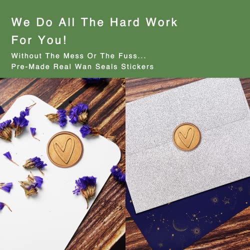 50 Pack Self Adhesive Wax Seal Stickers, Heart Gold Stickers, Pre-Made Real Wax Seals, Envelope Seal Stickers, Envelope Seals, Wedding Envelope Seals, Wedding Invitation Stickers,Birthday Baby Shower #TOP2