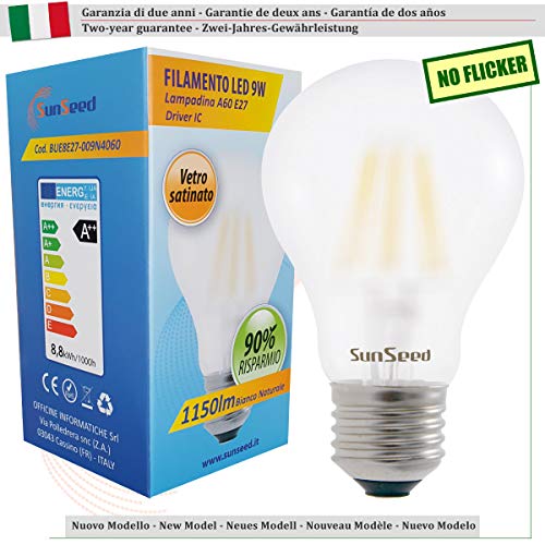 SUNSEED 10 X E27 9W (Equivalent to 83W) Filament LED Frosted GLS Light Bulb A60 Neutral White 4000K, Pack of 10 - Neutral White 4000k - Image 2
