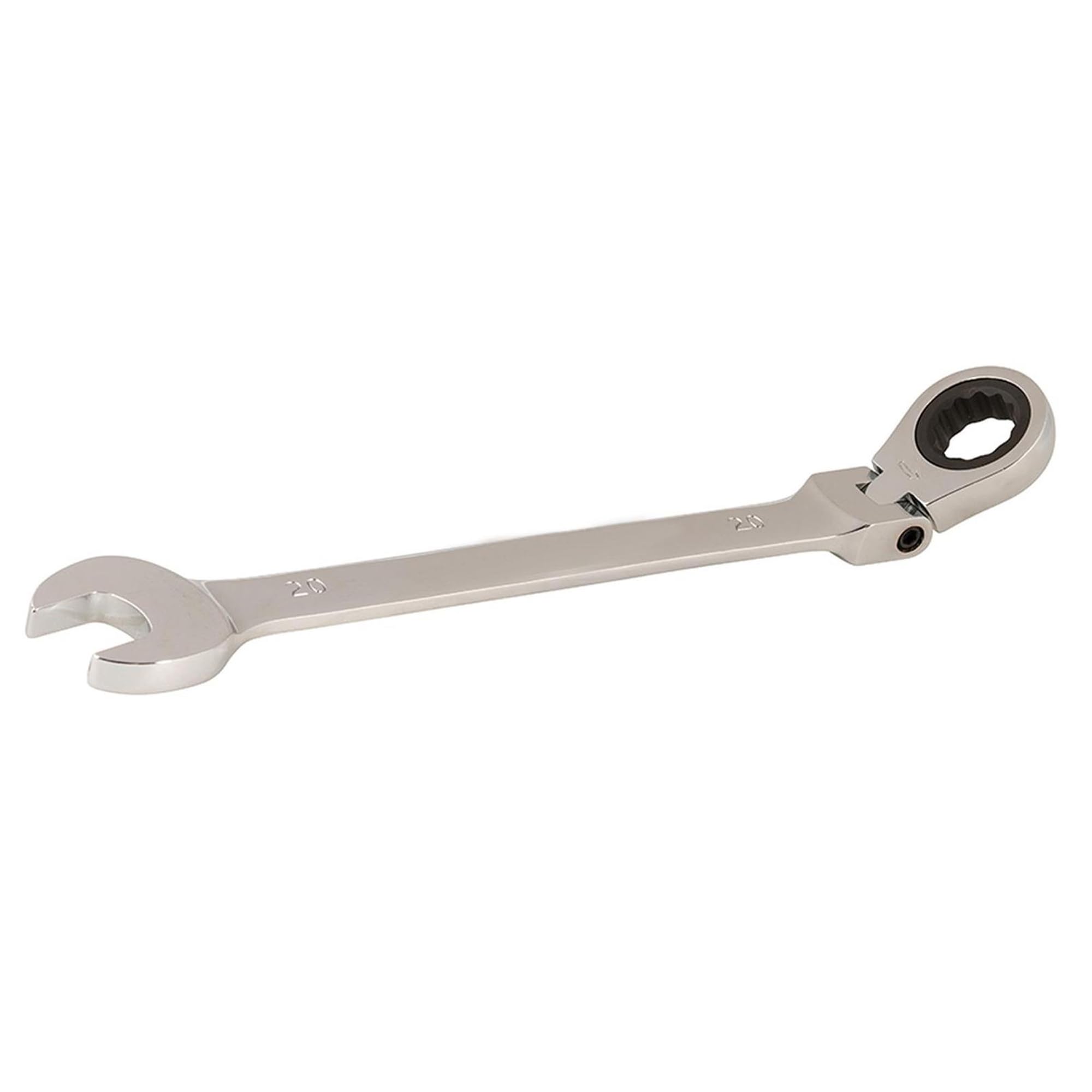 Dapetz ® Flexible Head Ratchet Spanner 20mm Chrome Vanadium Steel Ratcheting Combination Wrench Flexible Head Chrome Plated Mirror-Polished Finish Open End Spanner