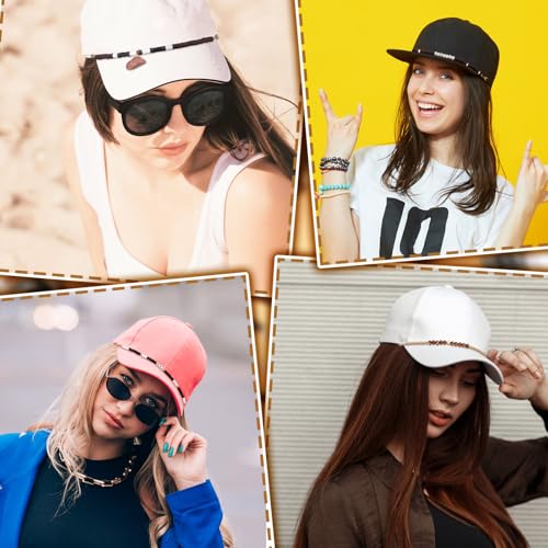 Image of Geyoga 9 Pcs Trucker Hat Chains Trucker Hat Charms Women Man Bill Decoration Detachable DIY Metal Chain for Mesh Baseball Cap(Brown,Western)