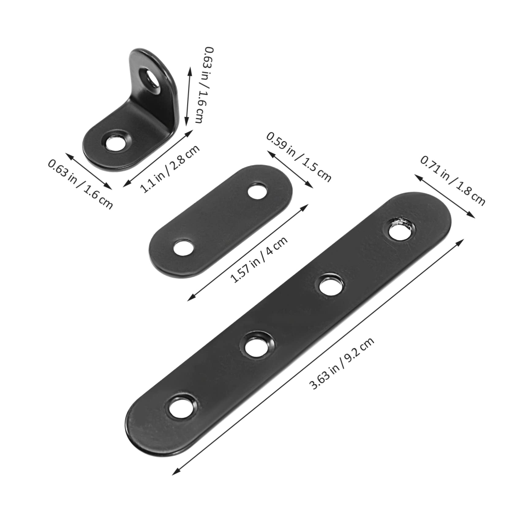 CIYODO 24pcs Angle Code Bracket Mounting Brackets Flat Bracket Joint Angle Bracket Corner Brace Hardware Brackets Wall Mount Bracket 90 Degree Bracket Wall Mounts Stainless Steel Black