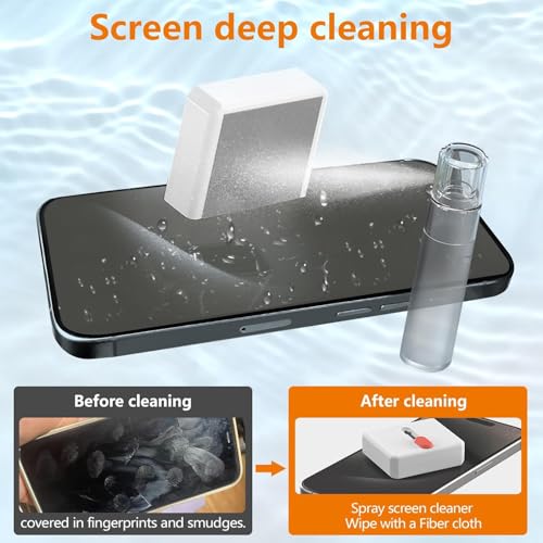 Image of Elfora 32 in 1 Cleaning Tool Kit with Screen Cleaner, Spray Bottle, Tweezer, Brush, SIM Tool & Key Puller| Multi Device Cleaner for PC, Laptop, iPhone, iPad, MacBook, Airpods, Camera & Keyboard(White)
