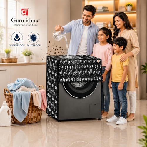 Image of Front Load Fully Automatic Washing Machine Cover for 8.5kg to 10kg | Waterproof & Dustproof Polyester Cover with Zip Closure | Suitable with Samsung, IFB, LG, Bosch & More (67 x 67 x 87 cm)