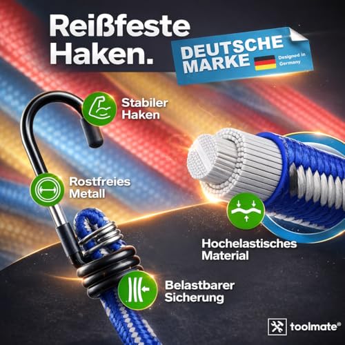10er Expander mit Haken - Extra Starke Spanngummis - Gepäckspanner zur Befestigung - Spanngurte zur Ladungssicherung bei Transport - Autozubehör