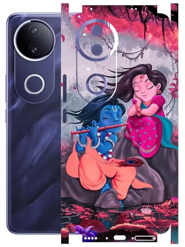 Image of AtOdds - Full Body Back Screen Guard Protector Film - Lamination Wrap Skin Sticker Compatible with VIVO T4R (5G) | Scratchproof Matte Finish (Design - Radha Krishan)