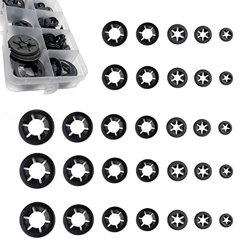 Zaky 200 pezzi Kit di Assortimento di Rondelle di Bloccaggio per Rondelle a Denti Interni a Pressione Rapida Rondelle di Bloccaggio a Velocità Rapida (7 dimensioni)