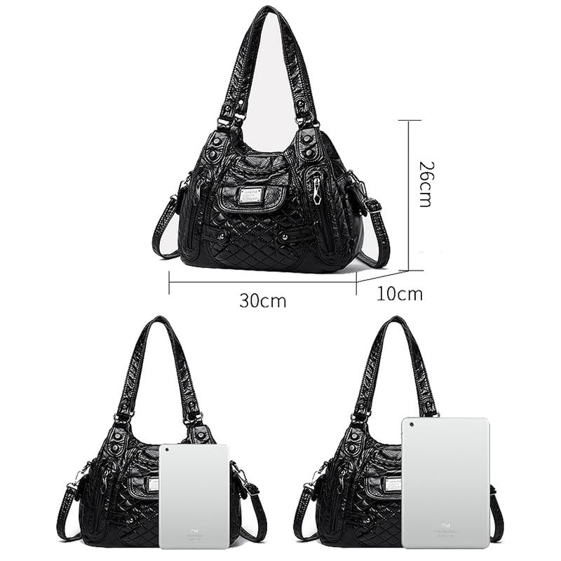 Borsa Bauletto da Donna in Pelle Sintetica Hobo Borse a spalla piccolo Borsa a mano con tracolla Sacchetto Donne Borse Manici Borsetta Nero