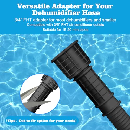 Flexible-Universal-Dehumidifier-Drain-Hose-with-Cuttable-Rubber-Adapter-Connect-Clamp-5Ft-Replacement-Hose-for-DehumidifiersPortable-Air-ConditionersBlack