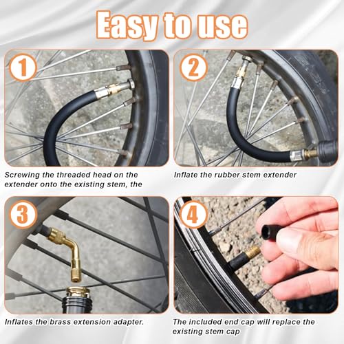 Image of 2Pcs 8.25 Inch Universal Flexible Tire Valve Extenders 2Pcs 90 Degree Valve Stem Extension, Brass Tire Valves Extension Adaptor for RV Cars Truck Motorcycle Scooter Bike