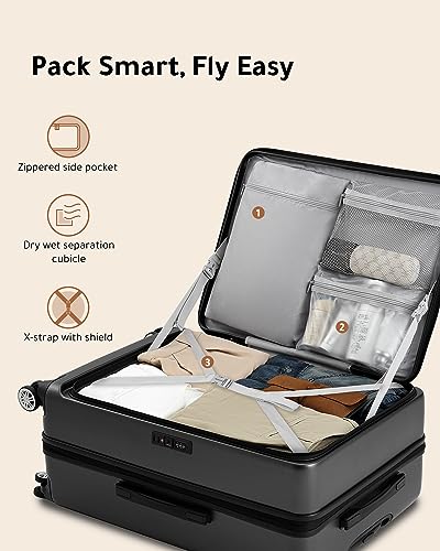 Luggex 26-Inch Large Checked Luggage With Spinner Wheels - Polycarbonate Expandable Suitcase With Front Opening - Lightweight Travel Luggage With Internal Mesh (Pink Suitcase) #TOP3