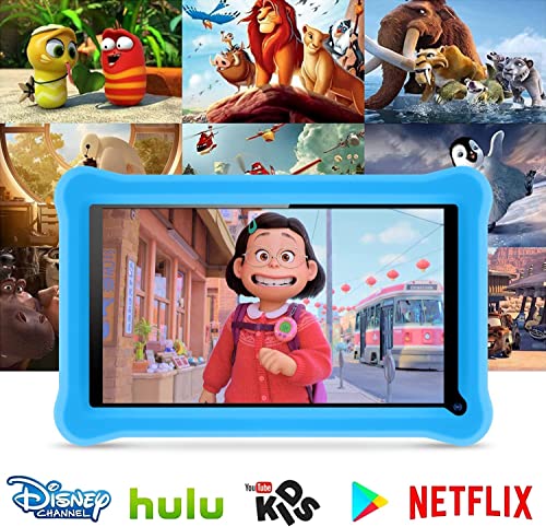 Kids Tablet 7 Inch Android 11 Tablet For Kids(Ages 3-12), 3Gb Ram 32Gb Rom 128Gb Expand,Google Certificated, Kids Software Pre-Installed, Bluetooth, Wifi, Dual Camera,With Shockproof Case-Blue… #TOP4