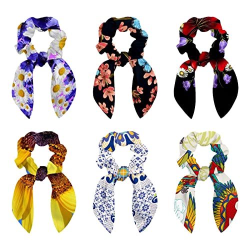 Chouchou en satin fleuri pour coiffure bohème et queue de cheval élégante au quotidien
