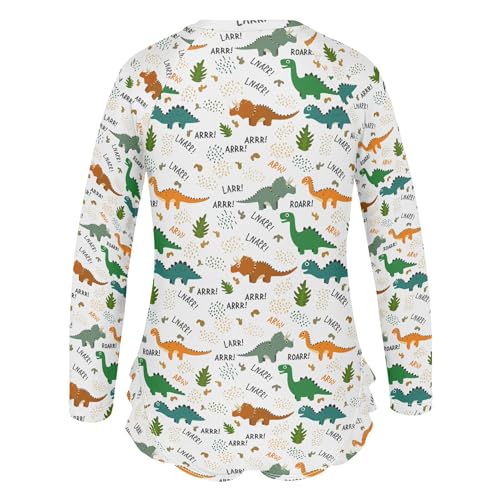 Cute Dinosaur Girls Long Sleeve Rashguard Swimsuit UV Protection One-Piece Swimwear Bathing Suit B04040853