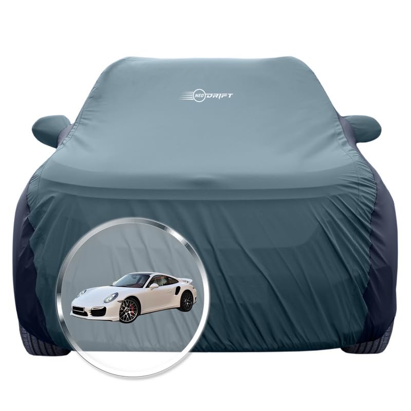 Image of NEODRIFT 'SuperTech' Car Cover for Porsche 911 (100% Water-Resistant, All Weather Protection, Tailored Fit, Multi-Layered & Breathable Fabric) (Colour: D.Green+Black)