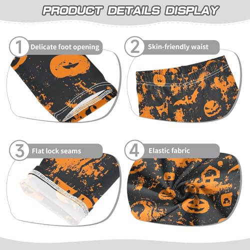 Halloween Pumpkin Bat Orange Girls Casual Leggings for Kids Printed Long Pant Bottoms Stretch and Soft3
