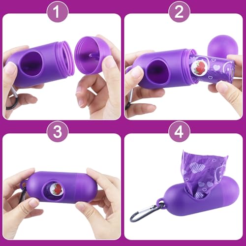 Image of Dog Poop Bags 300 Count, Thick Leak-Proof Scented Dog Waste Bags, Easy Tear & Universal Fit for Small /Medium /Large Dogs (Purple)