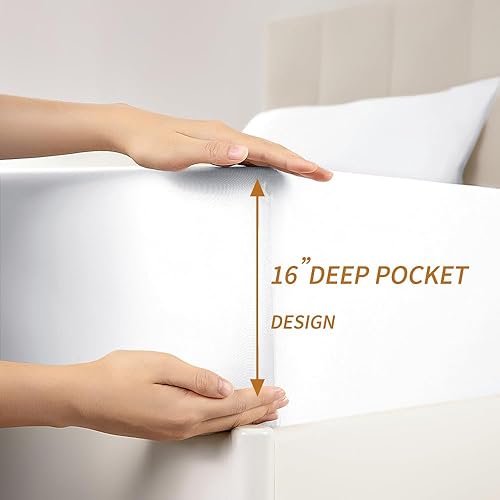 Miniatura 8 de Shilucheng 100% Cotton King Size Sheets Set - 1200 High Thread CountLuxury Egyptian Cotton Bed SheetsSoft Smooth and Cooling, 16 Inch Deep Pocket -