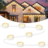 Brightever Permanent Outdoor Lights, Upgraded Warm White Outdoor Light 100FT with 72 LED Lighting, IP65 Waterproof Eaves Lights for Daily, Garden, TV Backlights, Christmas Decor, Dimmable