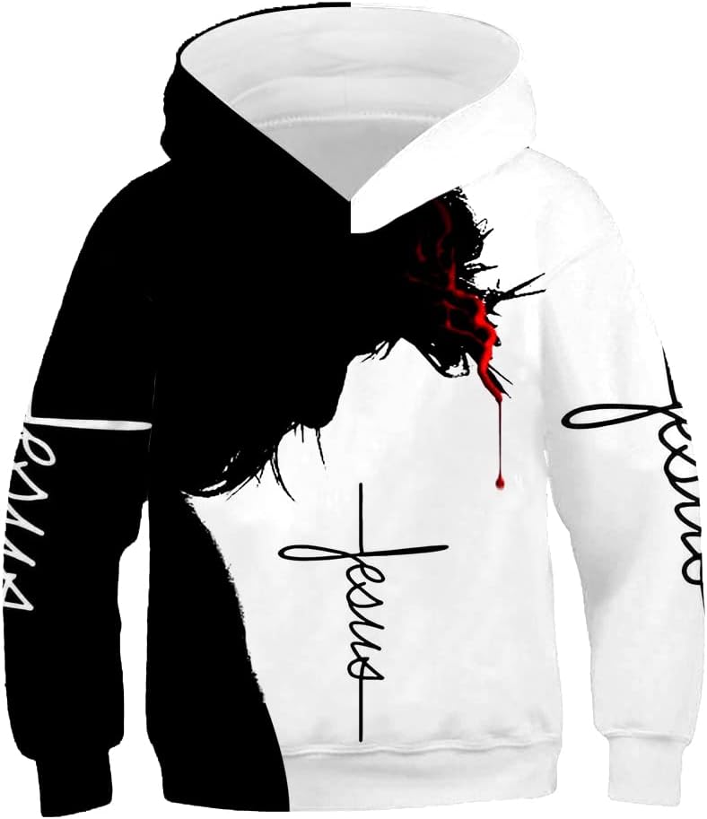 CHAOS MONKEY Boys Girls 3D Jesus Hoodie Print Christian Sweatshirt Pullover with Pocket