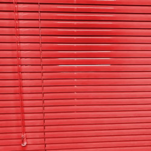 Alu Jalousie Aluminium für Innen Tür Fenster, Jalousette Rollo 25mm Lamellen, Metall Vorhang Breite 30 cm bis 200 cm, Anpassbare Größe, Sichtschutz Wärmedämmung Sonnenschutz Vorhänge(Rot)