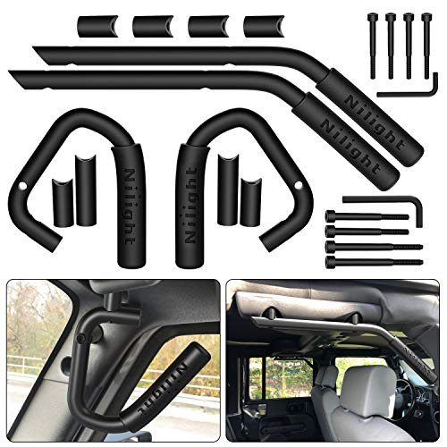 Image of Nilight Front Rear Grab Handles Roll Bar Grip for 2007-2018 Wrangler JK | JKU Sports Sahara Rubicon & Unlimited 2007 2008 2009 2010 2011 2012 2013 2014 2015 2016 2017 2018