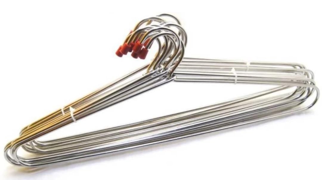 Flowhook Clothes Wire Heavy Duty Stainless Steel Hangers with Non Slip Grooves, Ultra Thin Metal Space Saving Clothing Hanger 16.5 Inch (12 PCS, 1)