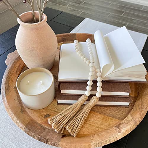 Linen Covered Decorative Books, Set Of 3 - Neutral Home Decor Coffee Table Books With Wooden Beaded Tassel For Rustic Farmhouse Modern Decor, Boho, Bookshelf Decor (Coffee Brown) #TOP4