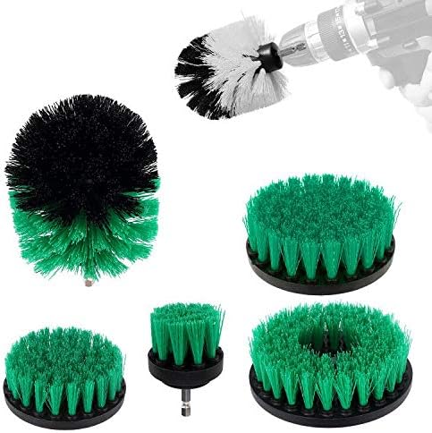 Drill Brush 360 Attachments 3Pcs/Set Medium- All Purpose Cleaner Scrubbing Brushes for Bathroom Surface, Grout, Tub, Shower, Kitchen, Auto,Boat,RV #DZS (Green, 5pcs)