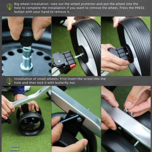 Jaffick Golf Pull Cart Wheel Folding Push Cart Trolley for Golf Club Bag - Thumbnail 5