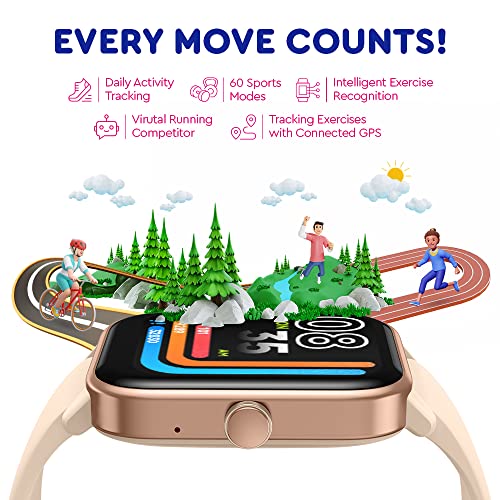 Image of OCTANDRA Ignite VeryFit 1.8 inch Alexa Built-in Bluetooth Answer Call Smart Watch HR Heart Rate Blood Oxygen Saturation Sleep Monitor Step Counter Fitness Tracker Watches for Men Women (IDW01 BT) (Pink)