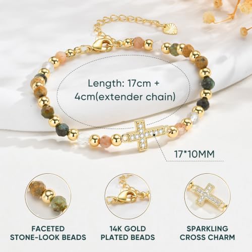 Christian Cross Bracelet for Women - 14K Gold Plated Friendship Gifts - image 5