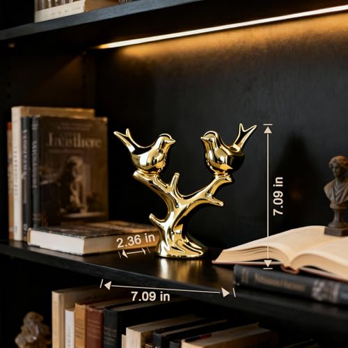 Statue d'oiseau dorée en céramique, le cadeau idéal pour pendaison de crémaillère - 4