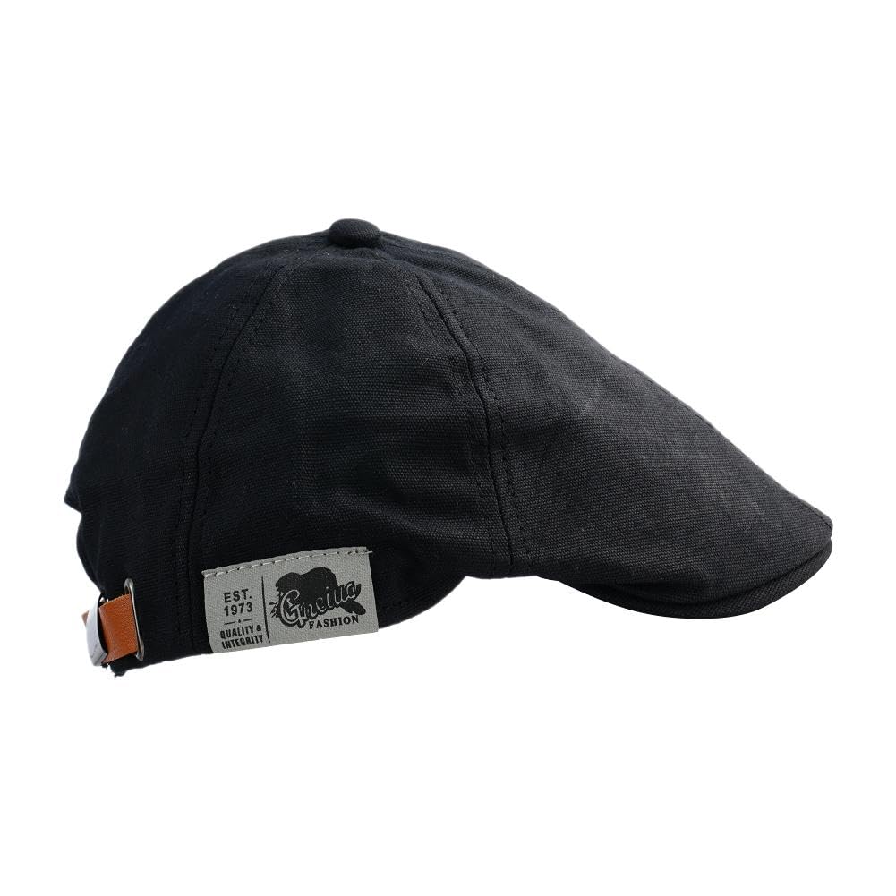 Men's Black Cotton Flat Caps For Hat Flat Cap Cotton Newsboy Cap, Adjustable Beret Cabbie Driving Hat Flat Cap Irish Cap Fishing Cap Golf Cap For