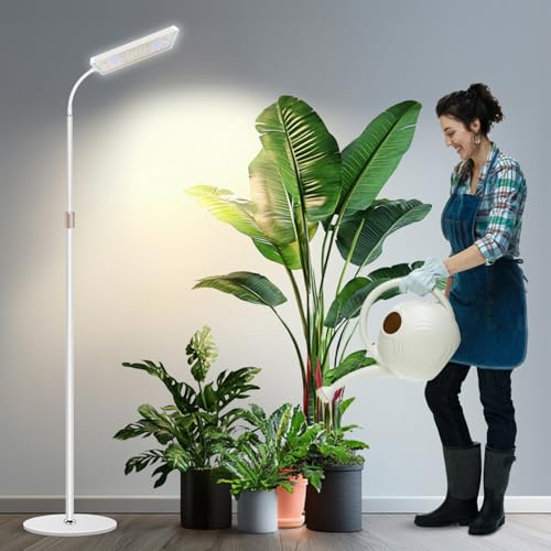 Wiaxulay Grow Lights for Indoor Plants, 153 LED Full Spectrum Plant Grow Light Floor Standing, Height Adjustable 24-68 in,4/8/12/16H Timer,3 Lighting Modes,5 Brightness for Growing Large Tall Plants