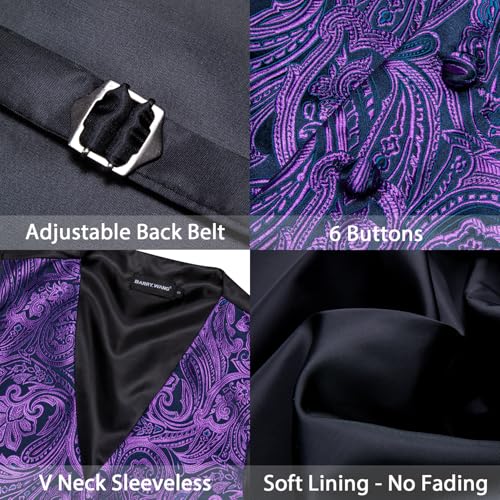 Image of Barry.Wang Formal Men Flower Vest Paisley Jacquard Silk Ties Suit Waistcoat Set Wedding 5PCS