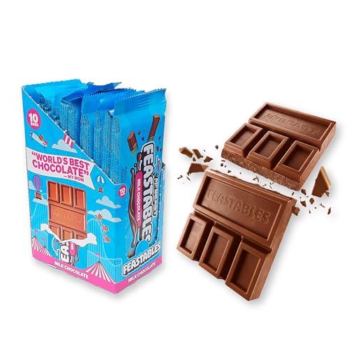 Feastables MrBeast Milchschokoladentafel - Schokolade Großpackung 10 leckere Milchschokoladenriegel á 60g - Ideal als Geschenk und für Geburtstagsfeiern.
