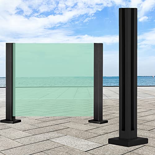 LSMKK Poste De Barandilla De Vidrio para Patio, Abrazadera De Panel De Balaustrada Negra Millones Divisor De Esquina De Extremo Medio para Piscina De Jardín, Conector De Poste De Valla Resistente Cover