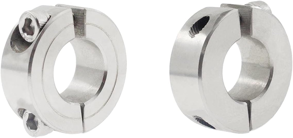 2 PCS Double Split Shaft Collar,SAFYY 304 Stainless Steel Two-Piece Clamping Collar with M6 Set Screws,1-1/8 Inch Bore Size