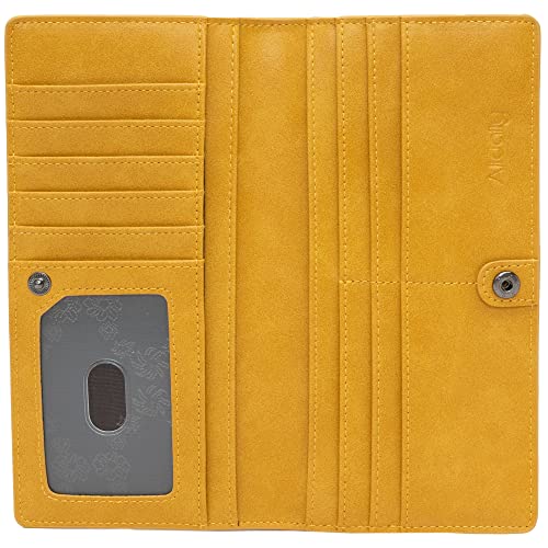 Image of Alldaily Ultra Slim Thin Women Wallet RFID Blocking Credit Card Holder Bifold Long Ladies Billfold (Yellow)