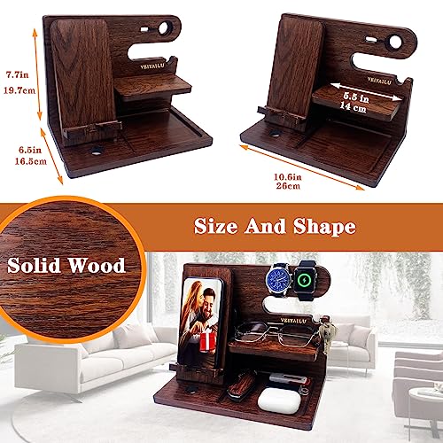 Giftsformenwomenbrotherbossboyfriendhimnightstandorganizergiftsfordadfromdaughtersonwoodphonedockingstationdarkbrown Urban Country Home Decor Gifts for men women brother boss boyfriend him nightstand organizer gifts for dad from daughter son wood phone docking station dark brown urban country home decor